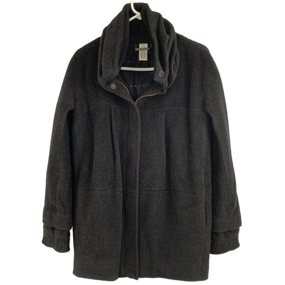 Diane Von Furstenberg Size 0 Alpaca Wool Blend Coat Funnel Neck Full Zip Fleece - Picture 1 of 11